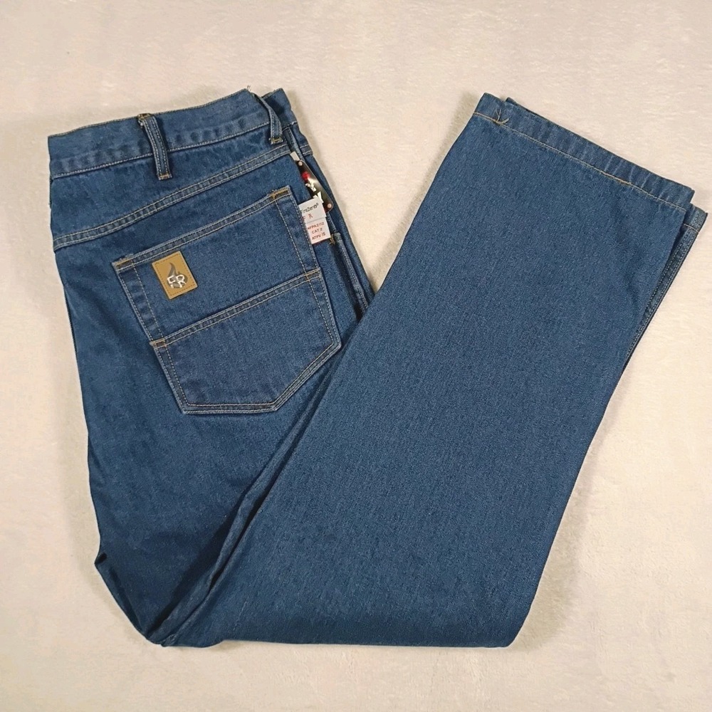 Oil & Gas‎ Safety Supply FR Jeans Mens 40x30 Mid Blue NFPA2112 Cat 2 ATPV 15
